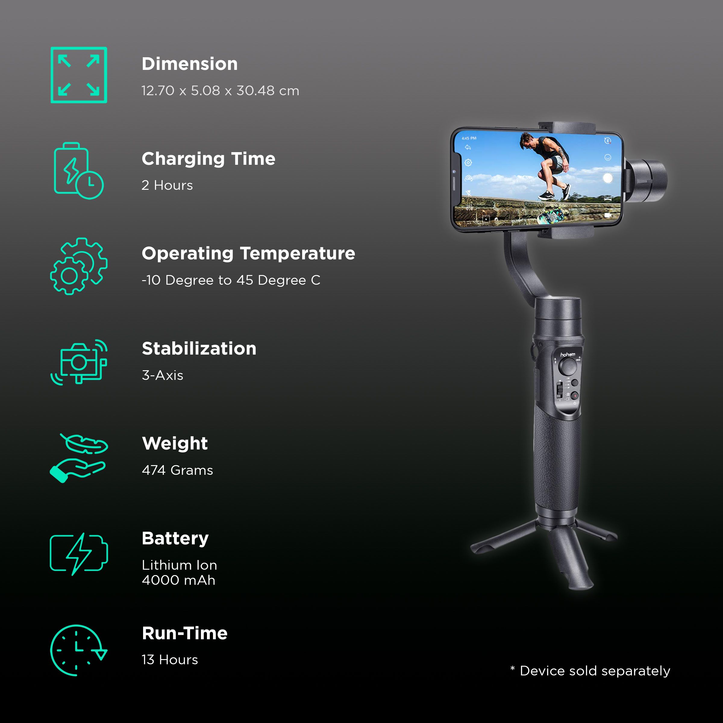 Buy Hohem iSteady Mobile+ 3Axis Gimbal for Mobile (iSteady 6.0, Black